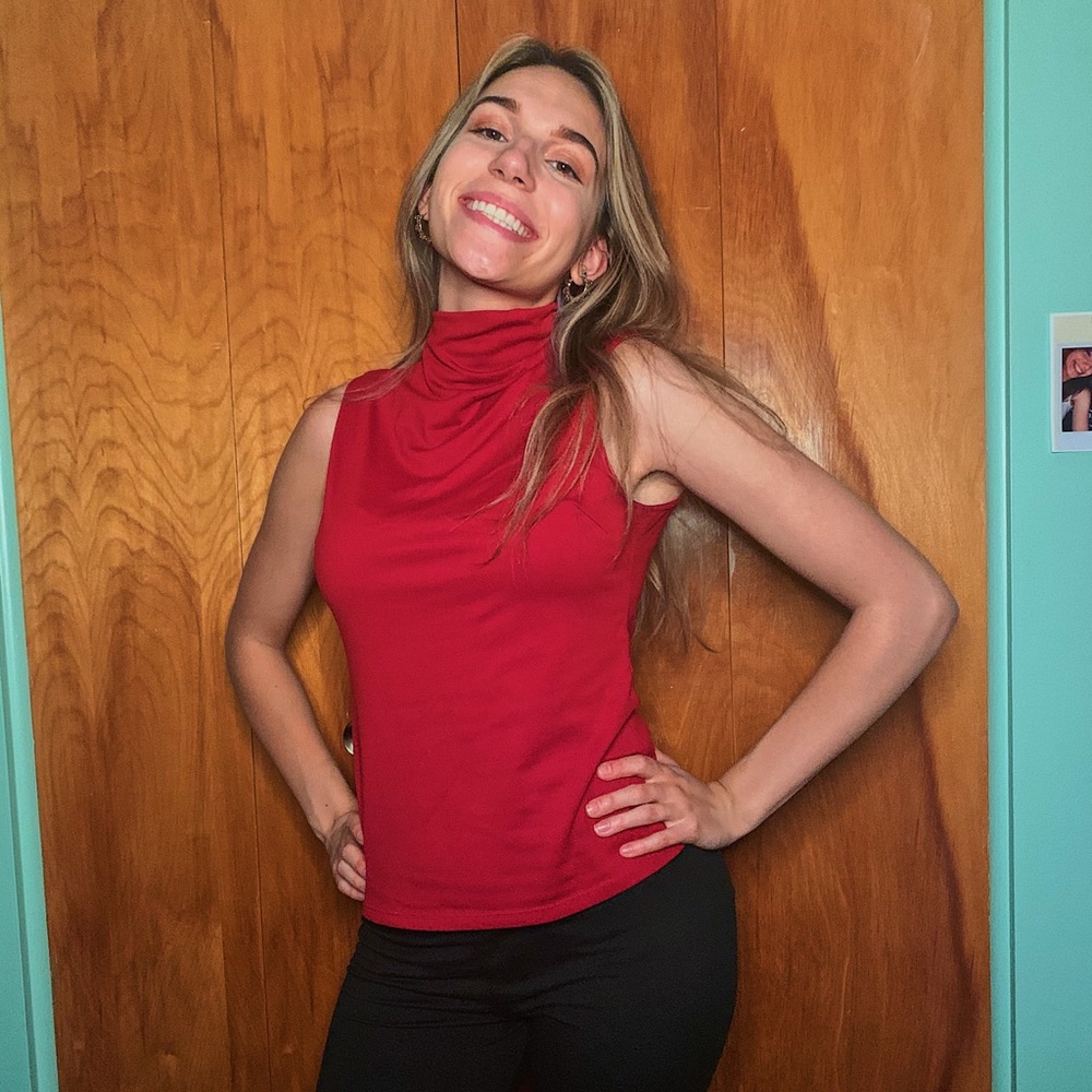 Red Mock Turtle Neck - Picture 3 of 3